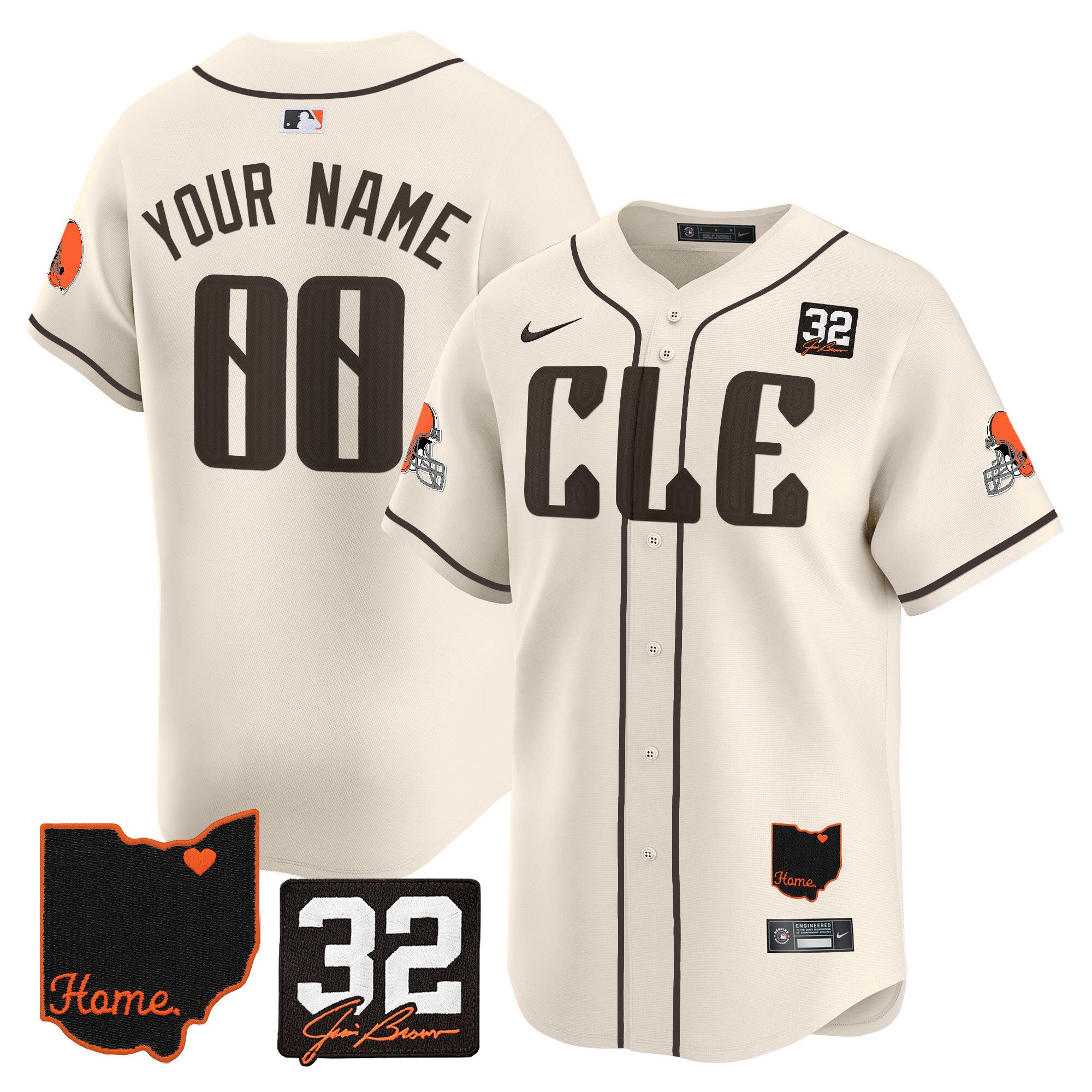 Men Cleveland Browns Cream Home Patch Vapor Premier Limited Custom 2024 Nike NFL Jersey